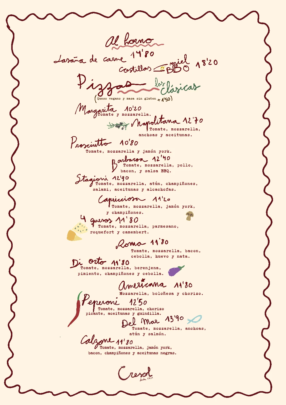 Carta original · 02 · Al forn i pizzes clàssiques