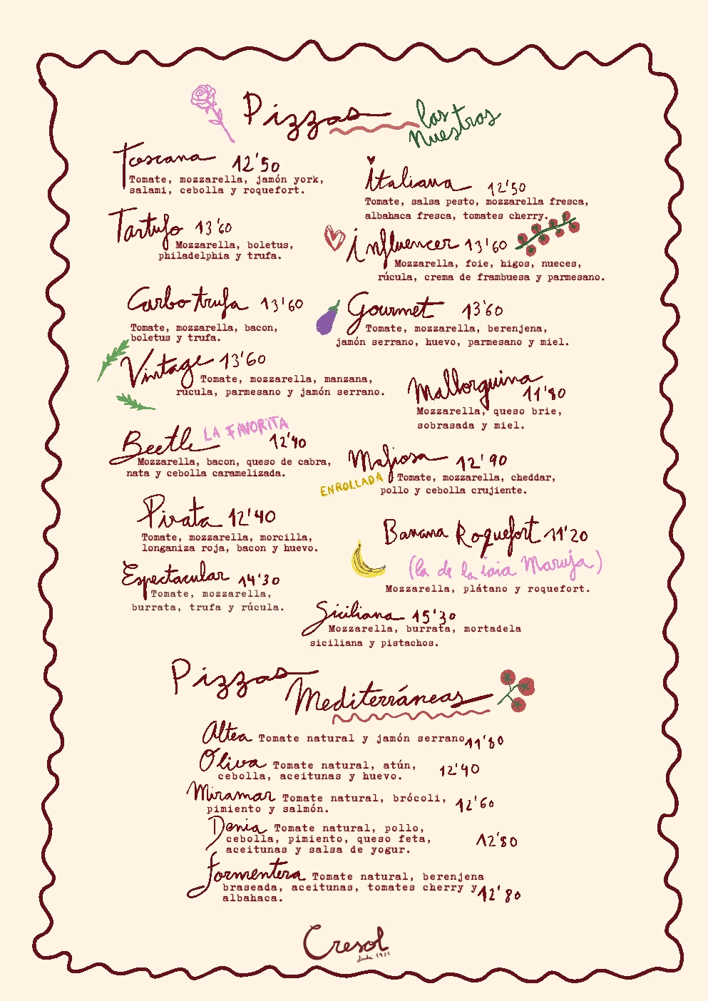 Carta original · 03 · Pizzes nostres i mediterrànies
